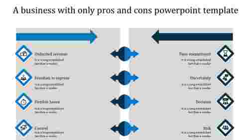 pros and cons powerpoint template-blue